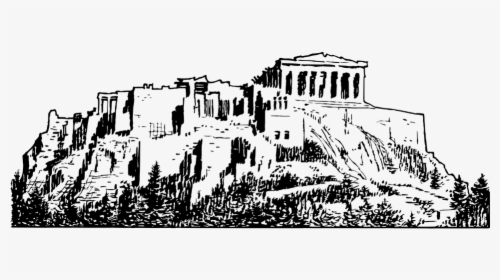 Landmark,human Settlement,sketch,line Art,black And - Acropolis Png, Transparent Png, Free Download