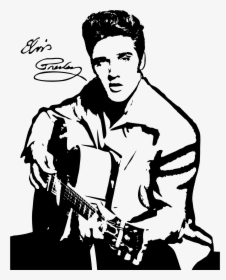 Elvis Presley Drawing Silhouette Black And White Clip - Outline Elvis Presley Drawing, HD Png Download, Free Download