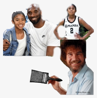 #bob Ross Panted Koby Bryant And Gigi, HD Png Download, Free Download