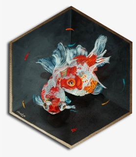 Twin Goldfish In A Box, Gold Lined, HD Png Download, Free Download