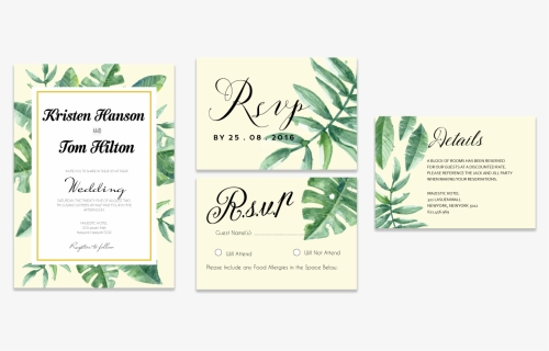 Tropical Leaves Invitation Set, HD Png Download, Free Download