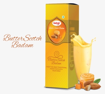 Guruji Butter Scotch Badam 750 Ml Glass Bottle - Design, HD Png Download, Free Download