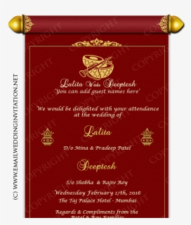Wedding Card Sample India, HD Png Download, Free Download