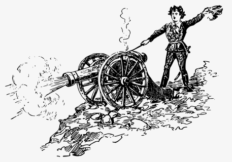 Firing The Cannon Clip Arts - Black And White Cannon Clipart, HD Png Download, Free Download