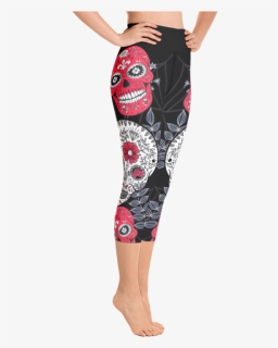 Pink Sugar Skull Yoga Capri Leggings - Yoga Pants, HD Png Download, Free Download