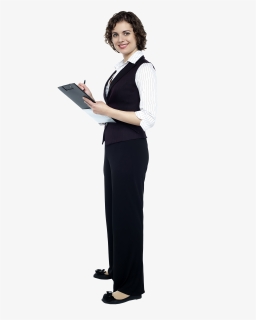 Business Woman Standing Png - Person With Clipboard Png, Transparent Png, Free Download