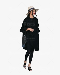 Black Woman Standing Png - Overcoat, Transparent Png, Free Download