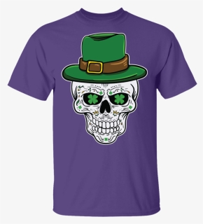 Leprechaun Sugar Skull Shamrock St Patrick"s Day Leprechaun - T-shirt, HD Png Download, Free Download