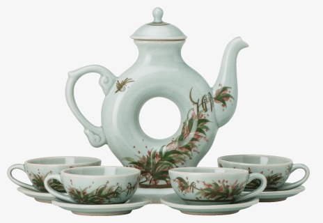 Jade Celadon Tea Set - Teapot, HD Png Download, Free Download