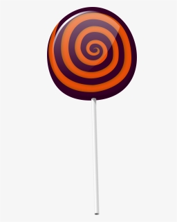 Transparent Popsicle Stick Clipart - Orange And Black Swirl Lollipop, HD Png Download, Free Download