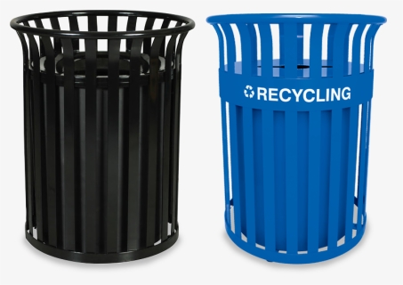 Streetscape Black Garbage And Blue Recycling - Trash Receptacle, HD Png Download, Free Download