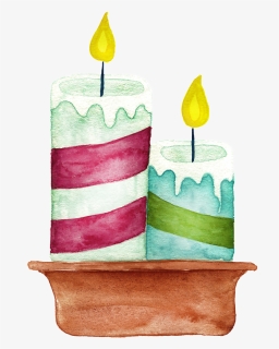 Hand Painted Two Christmas Candles Png Transparent, Png Download, Free Download