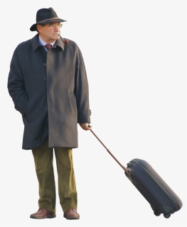 A Man Walking With His Arm Around His Girlfriend, Trying - Person With Suitcase Png, Transparent Png, Free Download