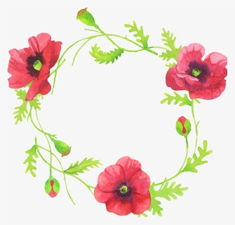 Beautiful Hand Painted Flower Red Garland Png - Hollyhocks, Transparent Png, Free Download