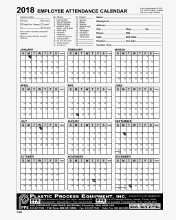 Employee Attendance Calendar Excel - 2020 Employee Attendance Calendar, HD Png Download, Free Download