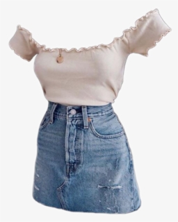 #outfit #outfitpng #outfitpngs #png #pngs #pngstickers - Off Shoulder Denim Top Outfit, Transparent Png, Free Download