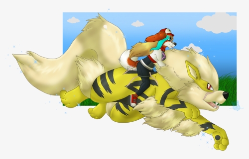 Riding Arcanine - Cartoon, HD Png Download, Free Download