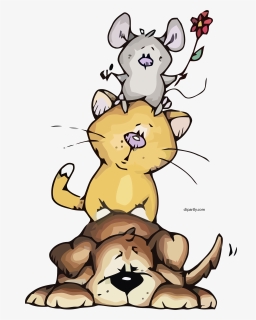 Cat Is Between The Mouse And Dog Clipart, HD Png Download, Free Download
