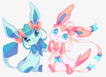 #pokemon #glaceon #sylveon #kawaii #cute #eevelutions - Eevee Evolutions Happy Birthday, HD Png Download, Free Download