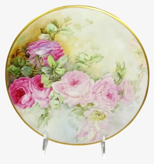 Antique French Limoges Plate Hand Painted Pink Roses - Garden Roses, HD Png Download, Free Download