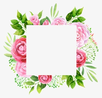 Hand Painted Peony Flower Frame Png Transparent - Square Leaf Frame Png, Png Download, Free Download
