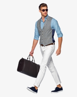 Modern Men"s Clothing - Vest With White Jeans Mens, HD Png Download, Free Download