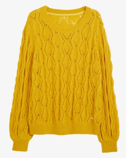 Hole-knitted Sweater Yellow - Sweater, HD Png Download, Free Download