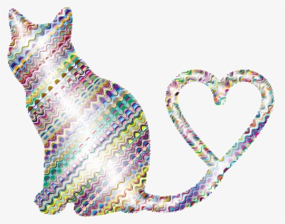 Cat 2 Silhouette Heart Tail Waves - Transparent Cat Body Silhouette, HD Png Download, Free Download