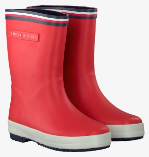 Red Tommy Hilfiger Rain Boots T3x6 30250 Rainboot - Tommy Hilfiger Red Rain Boots, HD Png Download, Free Download