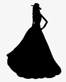 Gown,victorian Fashion,silhouette - Woman Silhouette In Dress, HD Png Download, Free Download