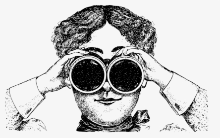 Woman Looking Through Binoculars Vintage, HD Png Download, Free Download