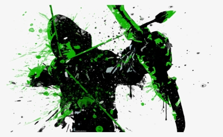 Green Arrow Png Free Download - Green Arrow Splatter Art, Transparent Png, Free Download