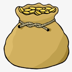 Gold Drawing Money Bag - Bag Of Coins Clipart, HD Png Download, Free Download