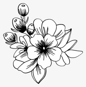 Black And White Hand Drawn Flower Png, Transparent Png, Free Download