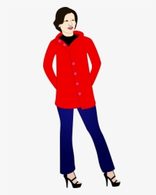 People Clipart Jeans - Woman In Coat Clipart, HD Png Download, Free Download