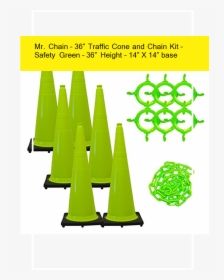 Chain 36″ Traffic Cone And Chain Kit Safety Green 36″ - Tree, HD Png Download, Free Download