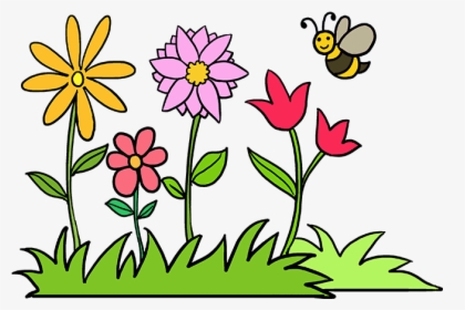 How To Draw Flower Garden - Flower Garden Easy Drawing, HD Png Download, Free Download
