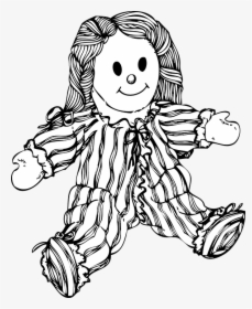 Doll, Toy, Raggedy Ann, Raggedy Andy, Stuffed Toy - Black And White Cartoon Doll, HD Png Download, Free Download