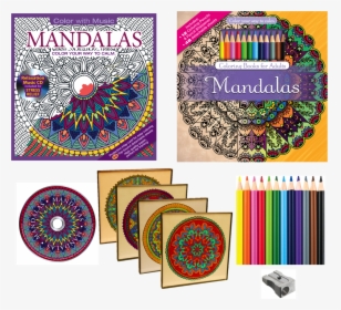 Mandalas Adult Coloring Books & Picture Frames Combination - Color Pencil In Mandala, HD Png Download, Free Download