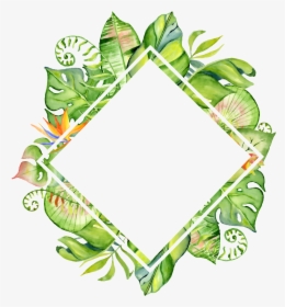Download Hand Painted Rhomboid - Tropical Leaf Frame Png, Transparent Png, Free Download