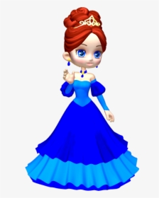 Doll,blue,cartoon,clip Blue,fictional Character - Princess Clipart, HD Png Download, Free Download