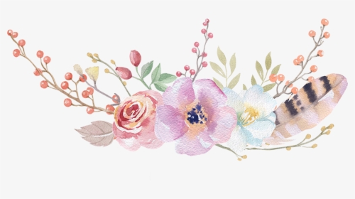 Clip Art Chic Flower Watercolor Painting - Transparent Background Boho Flowers, HD Png Download, Free Download