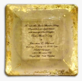 Personalized Glass Wedding Plate With Gold Leaf Accent - Commemorative Plaque, HD Png Download, Free Download