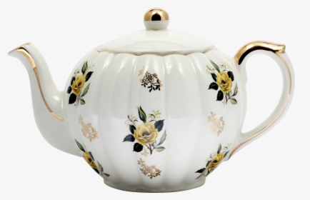 English Teapot With Yellow Flowers And Gold Accents - Teapot, HD Png Download, Free Download