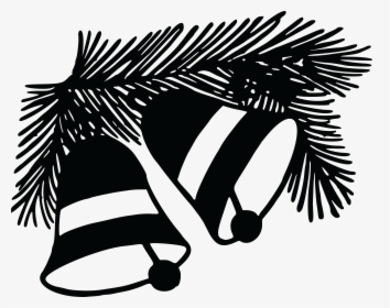 Free Clipart Of A Branch And Christmas Bells - Christmas Bells Black And White, HD Png Download, Free Download
