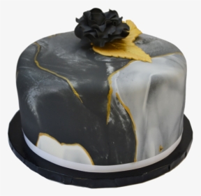 Black Marble Lemon Cake With Gold Accents And An Edible - Fondant, HD Png Download, Free Download