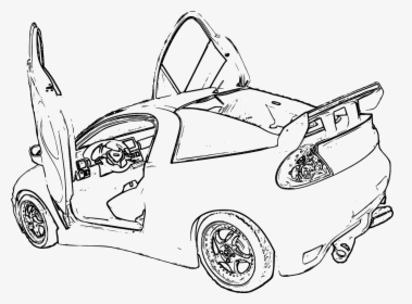 Car Vehicle Transportation Png Image - Clipart Black And White Car With Open Door, Transparent Png, Free Download