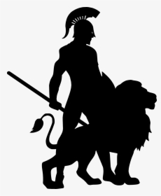 Lion, Spartan, Silhouette, Army, Roman, Soldier, Animal, - Spartan Warrior Silhouette, HD Png Download, Free Download