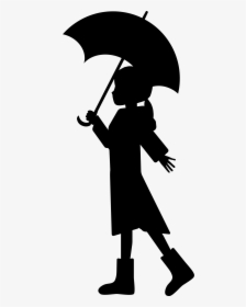 Umbrella Girl Silhouette At Getdrawings - Silhouette Girl With Umbrella, HD Png Download, Free Download