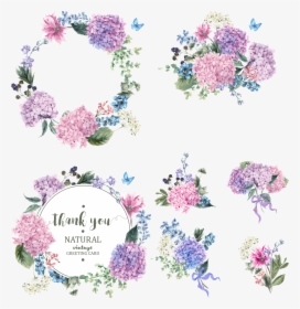 Flower Garden Blossom Hydrangea Wreath Bouquet Vector - Floral Circle Png, Transparent Png, Free Download